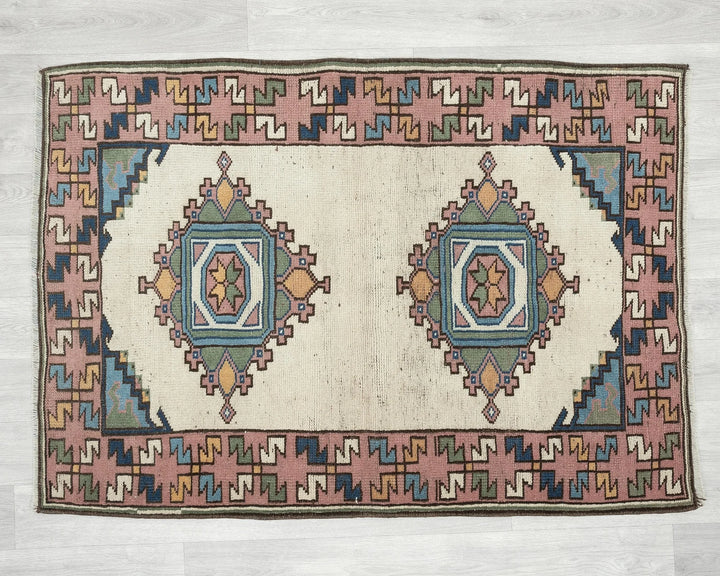Multicolor Turkish Oushak Rug 3' 1" x 4' 4" Hand-Knotted | No. VR69537