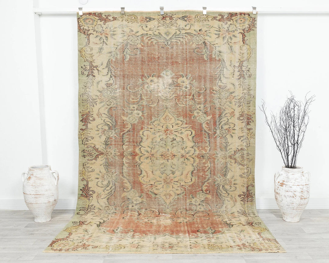 Multicolor Turkish Oushak Rug 5' 11" x 9' 7" Hand-Knotted | No. VR69567