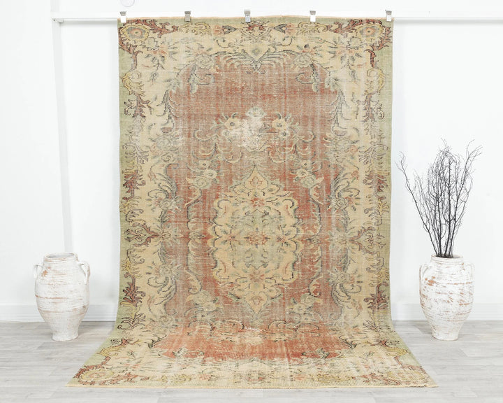 Multicolor Turkish Oushak Rug 5' 11" x 9' 7" Hand-Knotted | No. VR69567