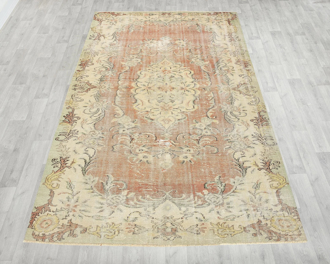 Multicolor Turkish Oushak Rug 5' 11" x 9' 7" Hand-Knotted | No. VR69567