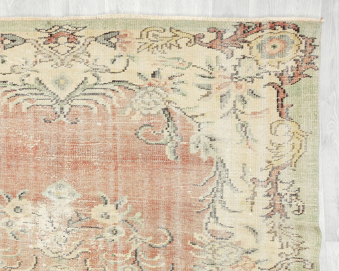 Multicolor Turkish Oushak Rug 5' 11" x 9' 7" Hand-Knotted | No. VR69567