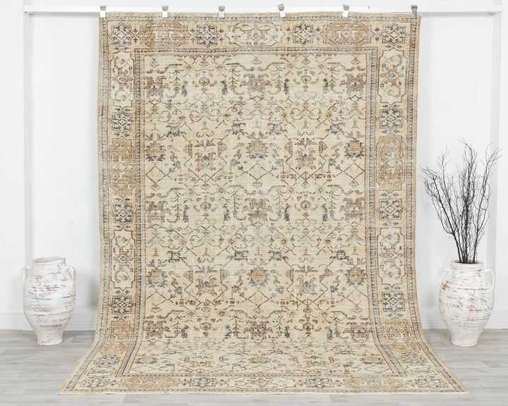 Multicolor Turkish Oushak Rug 6'9" x 9'9" Hand-Knotted