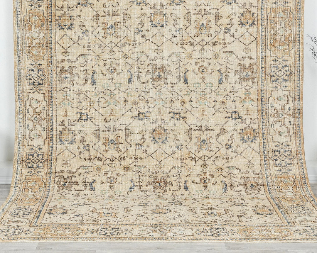 Multicolor Turkish Oushak Rug 6'9" x 9'9" Hand-Knotted detail