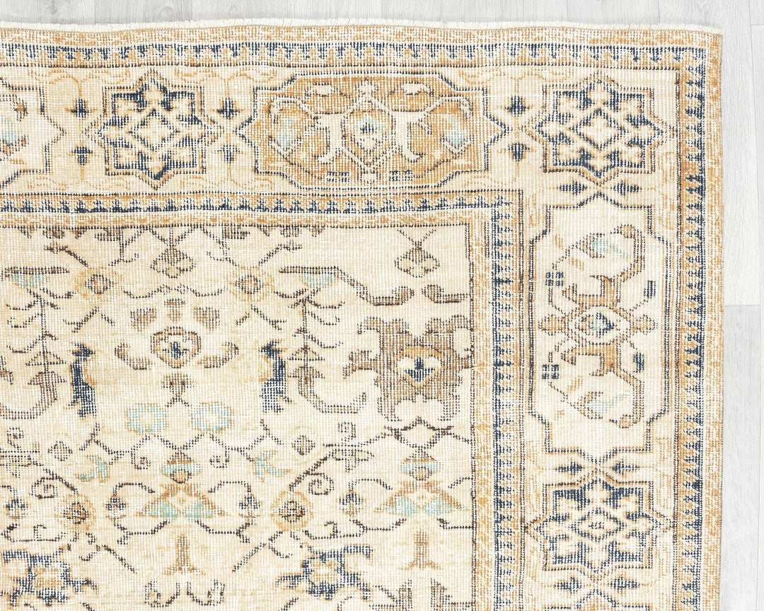 Multicolor Turkish Oushak Rug 6'9" x 9'9" Hand-Knotted pattern
