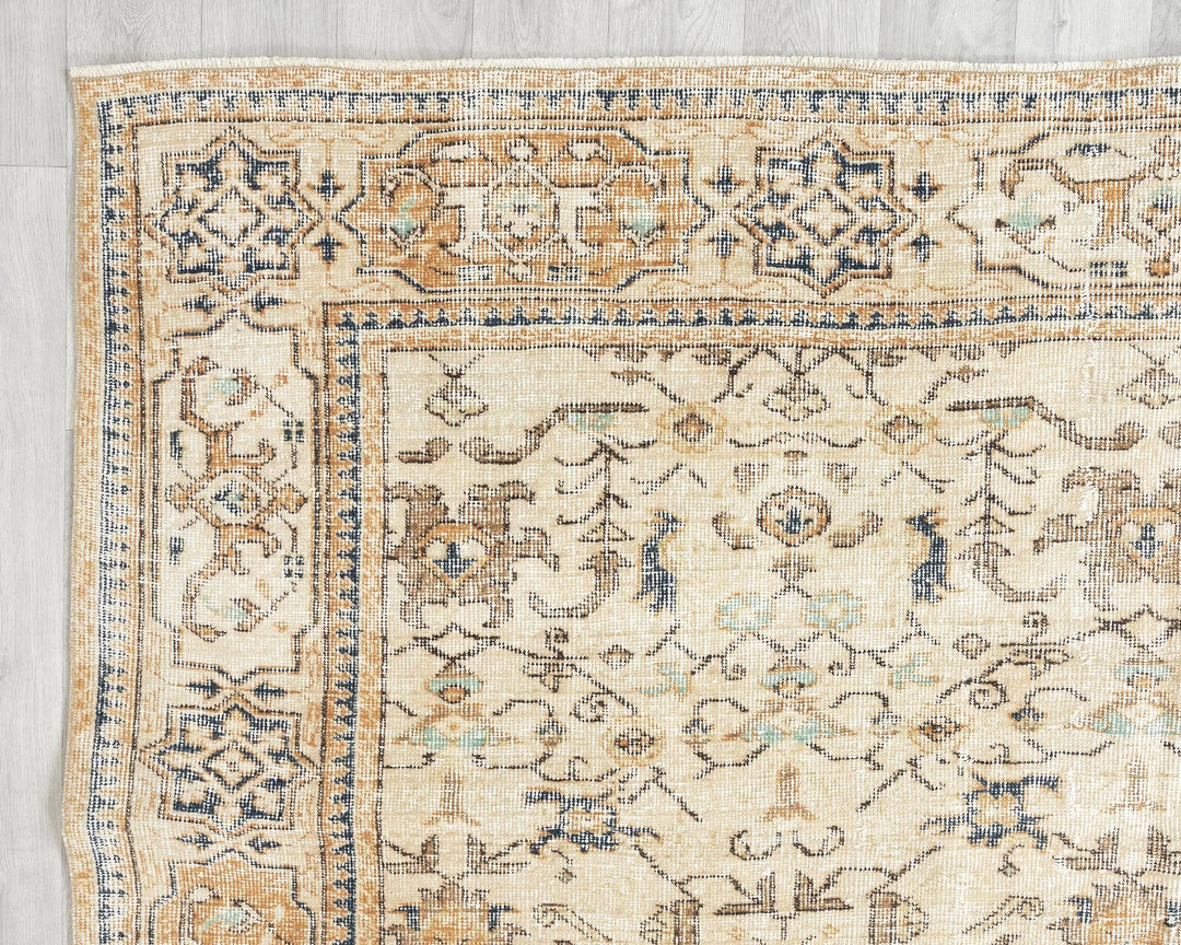 Multicolor Turkish Oushak Rug 6'9" x 9'9" Hand-Knotted border