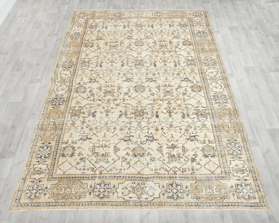 Multicolor Turkish Oushak Rug 6'9" x 9'9" Hand-Knotted reverse
