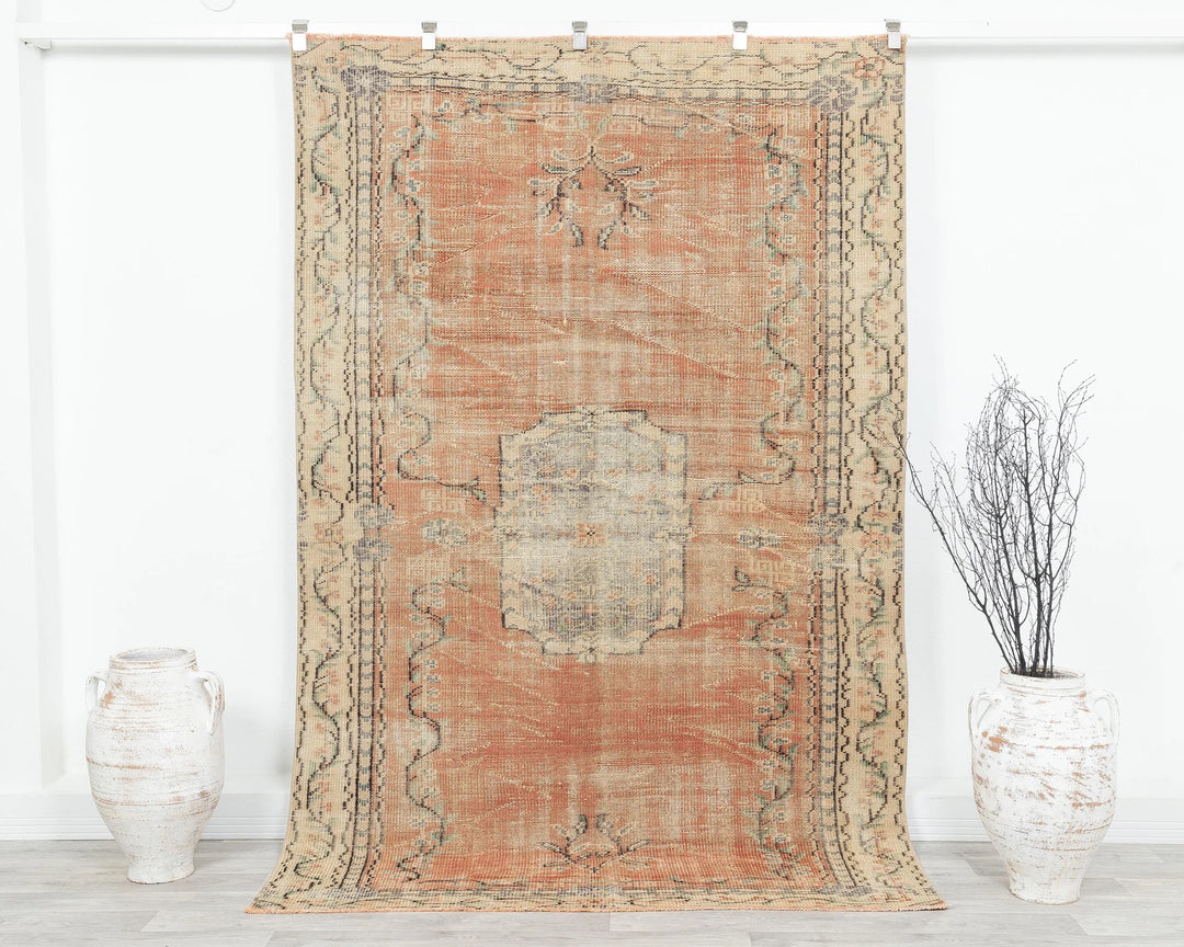 Orange Turkish Oushak Rug 5' 1" x 8' 1" Hand-Knotted | No. VR69624