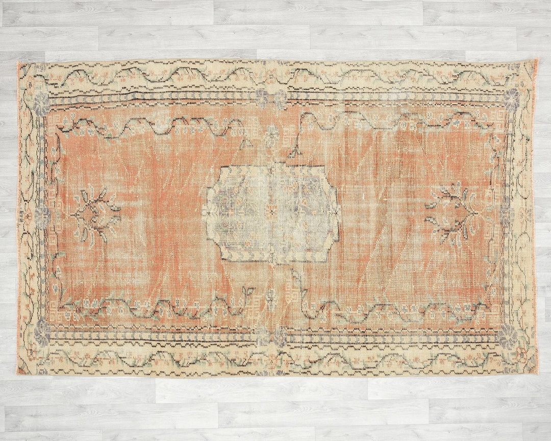 Orange Turkish Oushak Rug 5' 1" x 8' 1" Hand-Knotted | No. VR69624