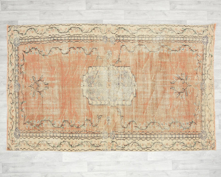 Orange Turkish Oushak Rug 5' 1" x 8' 1" Hand-Knotted | No. VR69624