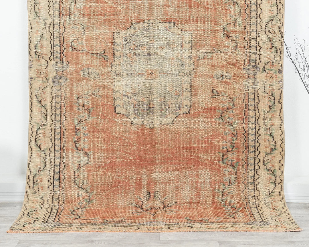 Orange Turkish Oushak Rug 5' 1" x 8' 1" Hand-Knotted | No. VR69624