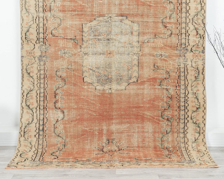 Orange Turkish Oushak Rug 5' 1" x 8' 1" Hand-Knotted | No. VR69624