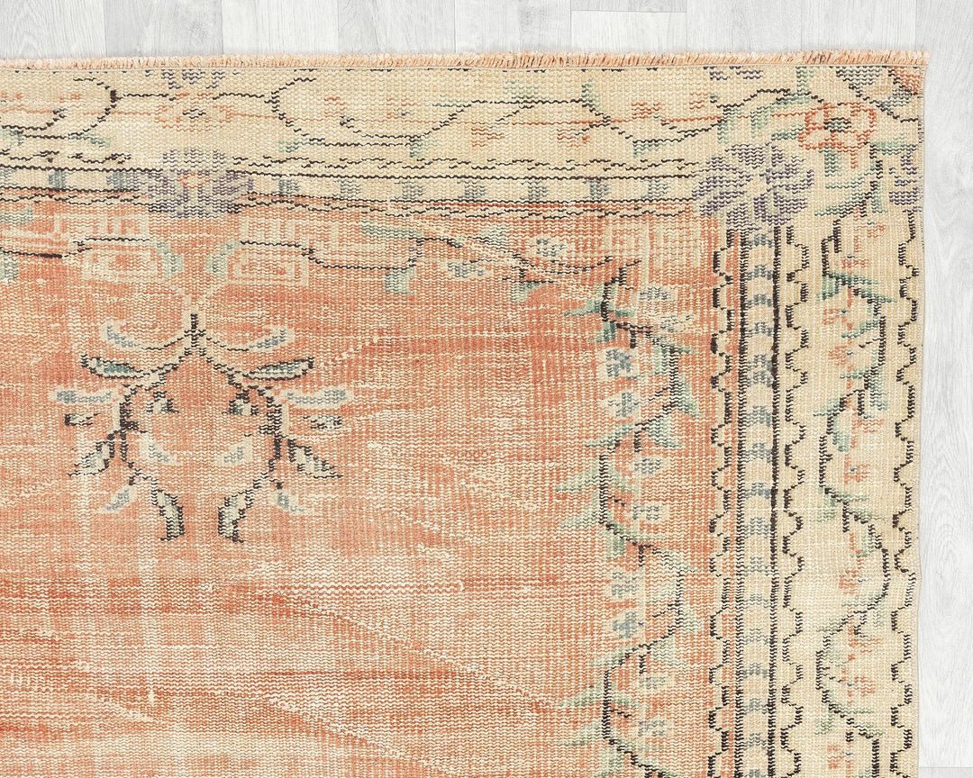 Orange Turkish Oushak Rug 5' 1" x 8' 1" Hand-Knotted | No. VR69624