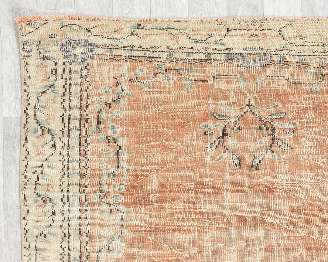 Orange Turkish Oushak Rug 5' 1" x 8' 1" Hand-Knotted | No. VR69624