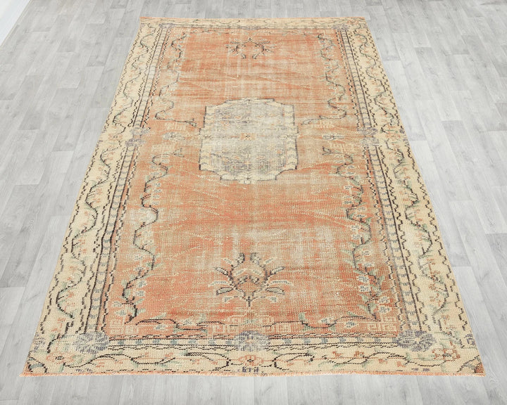 Orange Turkish Oushak Rug 5' 1" x 8' 1" Hand-Knotted | No. VR69624