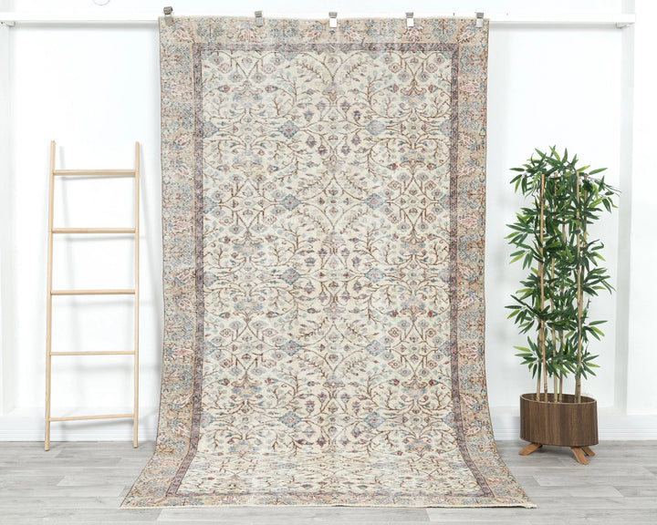 Beige Turkish Oushak Rug 5' 2" x 9' Hand-Knotted | No. VR69627