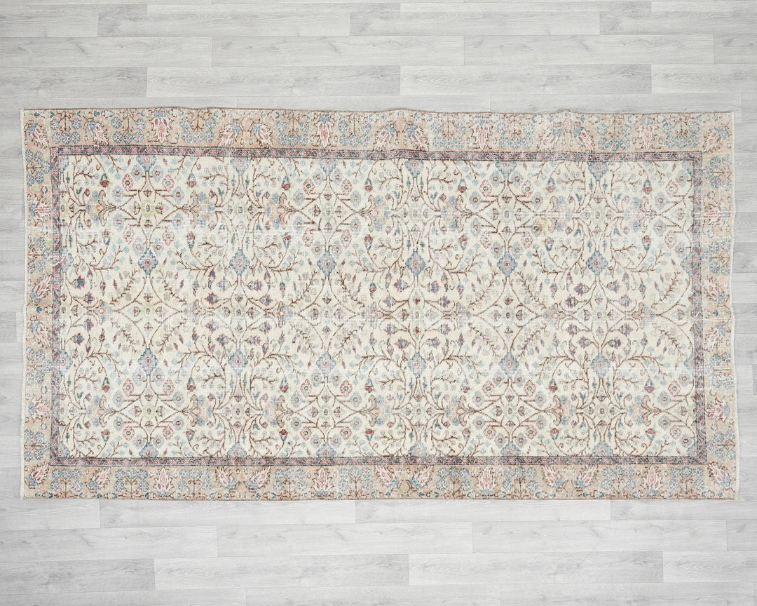 Beige Turkish Oushak Rug 5' 2" x 9' Hand-Knotted | No. VR69627