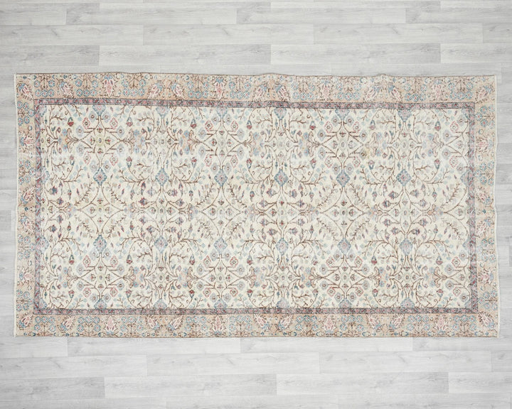 Beige Turkish Oushak Rug 5' 2" x 9' Hand-Knotted | No. VR69627