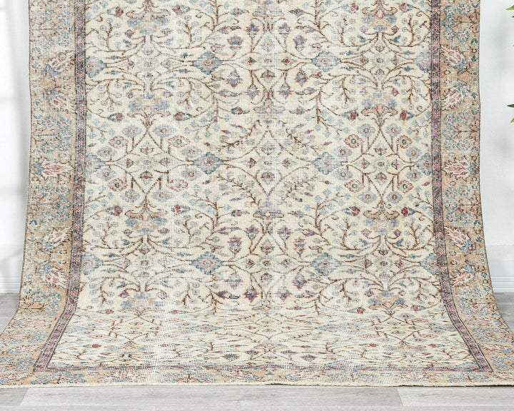 Beige Turkish Oushak Rug 5' 2" x 9' Hand-Knotted | No. VR69627