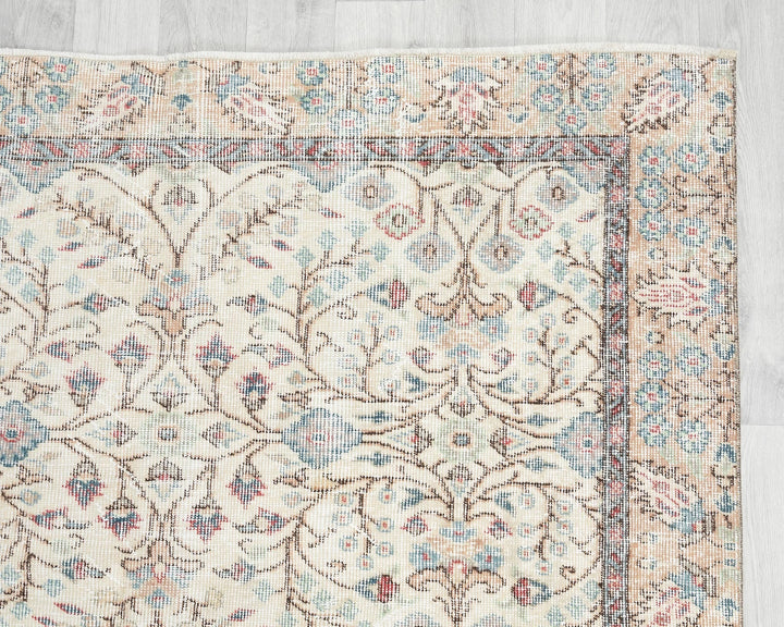 Beige Turkish Oushak Rug 5' 2" x 9' Hand-Knotted | No. VR69627
