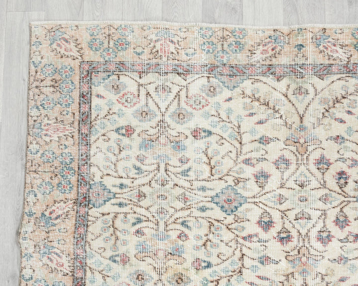 Beige Turkish Oushak Rug 5' 2" x 9' Hand-Knotted | No. VR69627