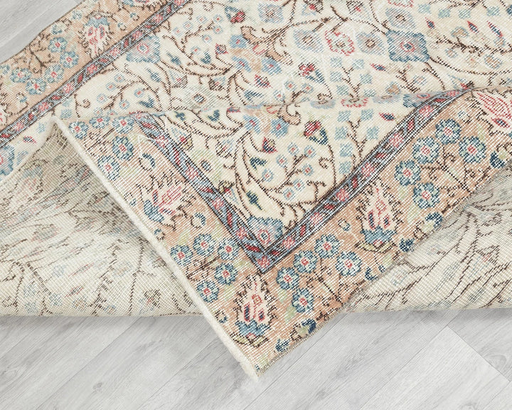 Beige Turkish Oushak Rug 5' 2" x 9' Hand-Knotted | No. VR69627