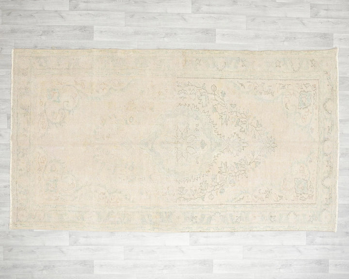 Beige Turkish Oushak Rug 5' 1" x 8' 11" Hand-Knotted | No. VR69662