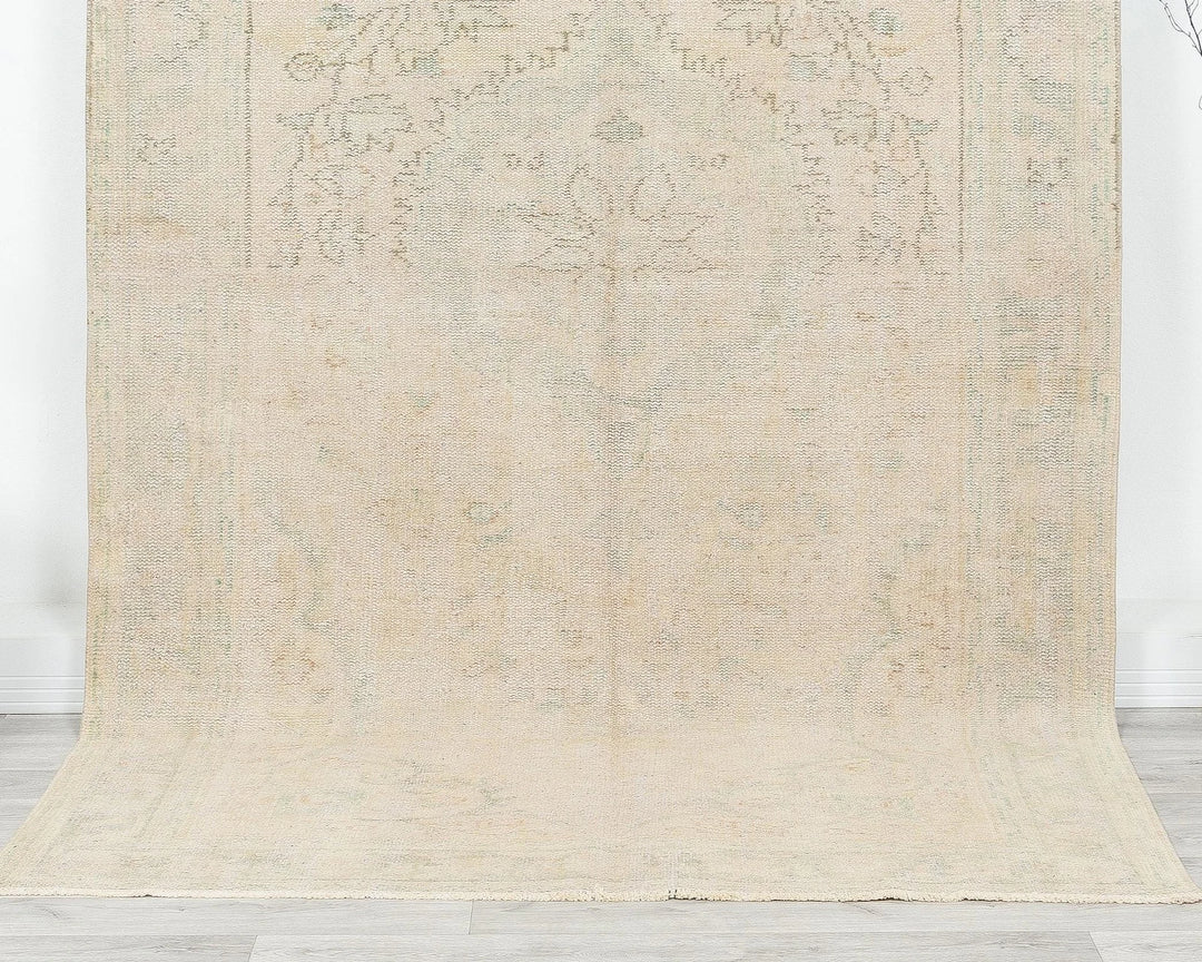 Beige Turkish Oushak Rug 5' 1" x 8' 11" Hand-Knotted | No. VR69662