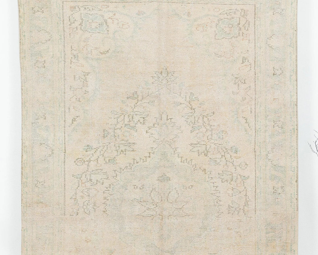Beige Turkish Oushak Rug 5' 1" x 8' 11" Hand-Knotted | No. VR69662