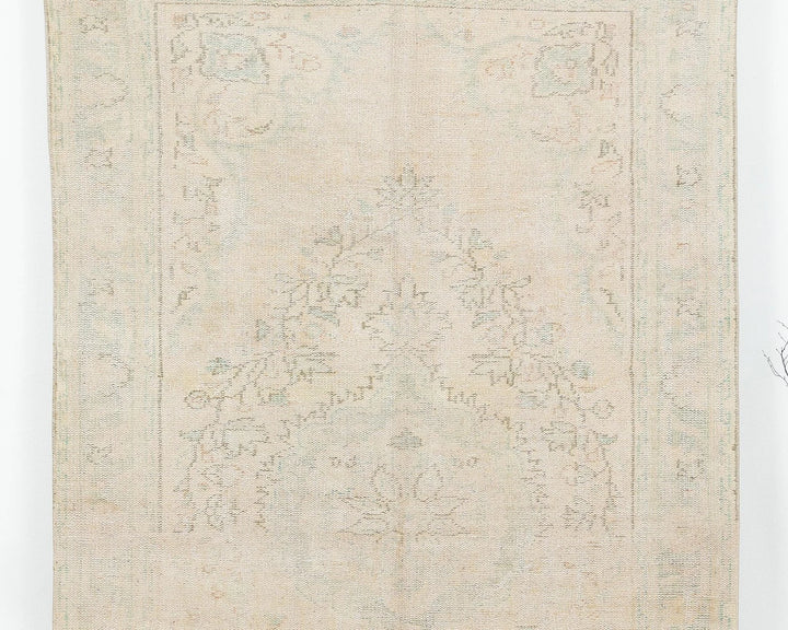 Beige Turkish Oushak Rug 5' 1" x 8' 11" Hand-Knotted | No. VR69662
