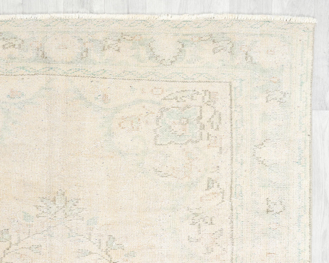 Beige Turkish Oushak Rug 5' 1" x 8' 11" Hand-Knotted | No. VR69662