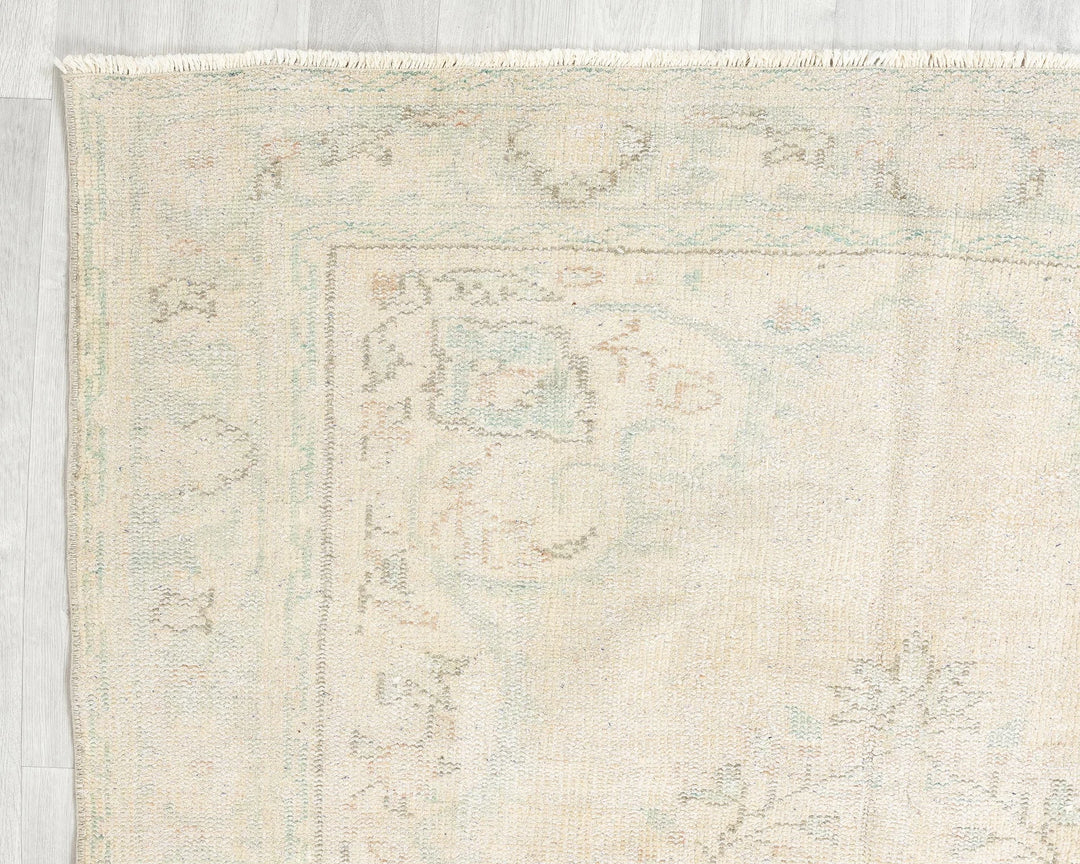Beige Turkish Oushak Rug 5' 1" x 8' 11" Hand-Knotted | No. VR69662