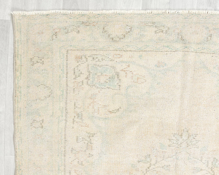 Beige Turkish Oushak Rug 5' 1" x 8' 11" Hand-Knotted | No. VR69662