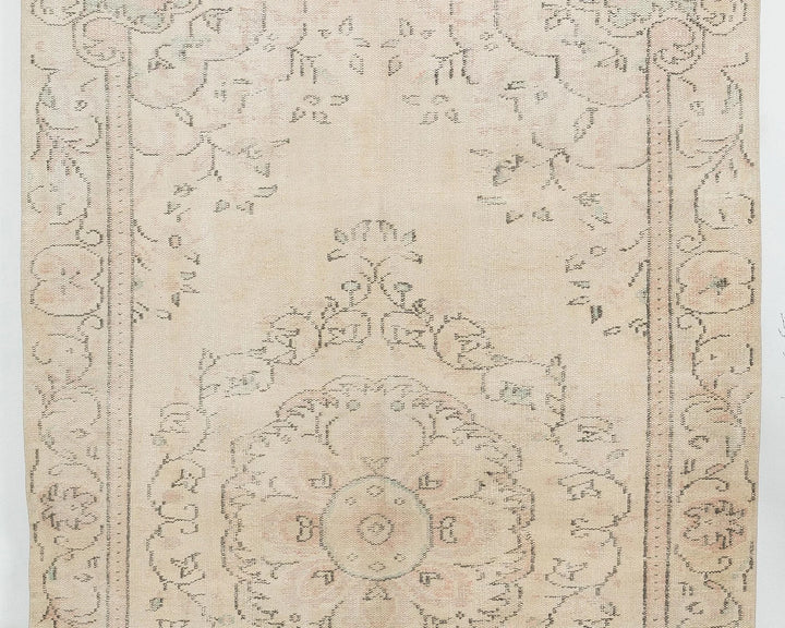 Beige Turkish Oushak Rug 5'10" x 9' Hand-Knotted | No. VR69801