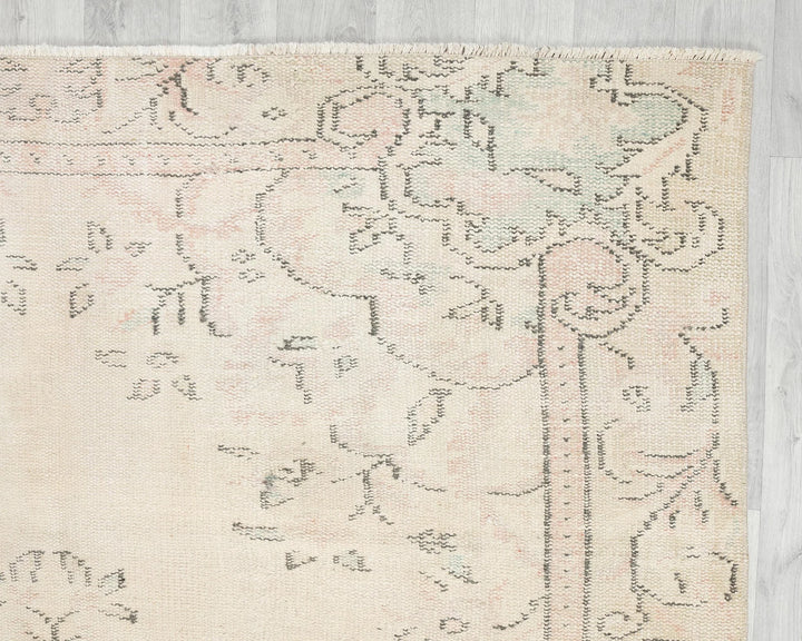 Beige Turkish Oushak Rug 5'10" x 9' Hand-Knotted | No. VR69801