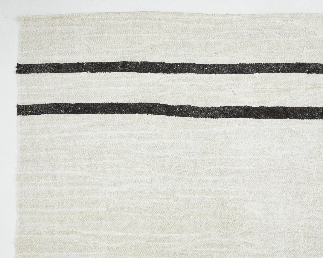 White Turkish Kilim Rug 9' x 11' 8" Flat-Weave | No. VR69805