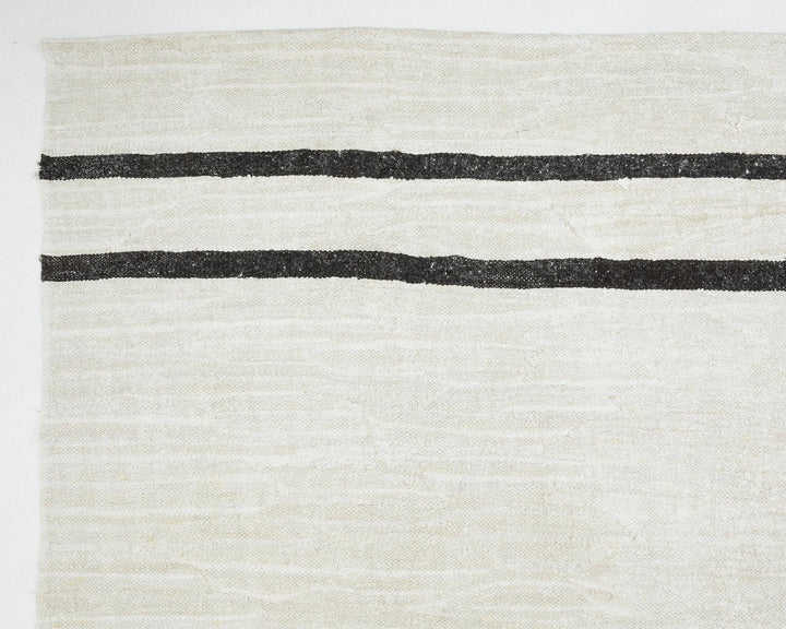 White Turkish Kilim Rug 9' x 11' 8" Flat-Weave | No. VR69805