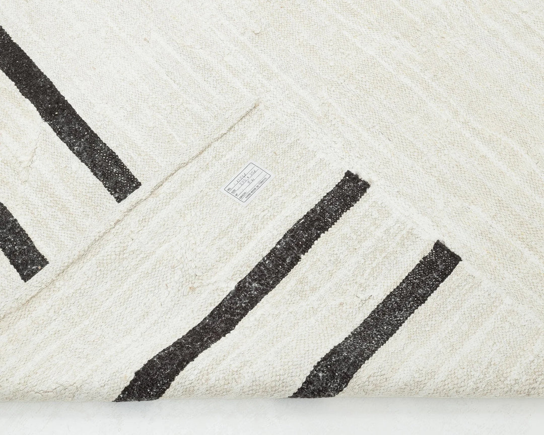 White Turkish Kilim Rug 9' x 11' 8" Flat-Weave | No. VR69805