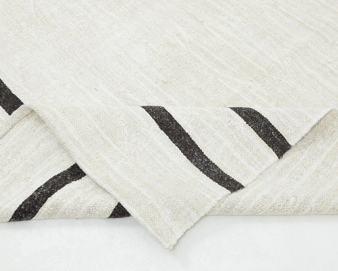 White Turkish Kilim Rug 9' x 11' 8" Flat-Weave | No. VR69805