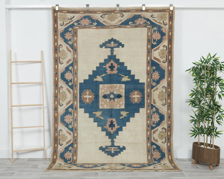 Multicolor Turkish Oushak Rug 5'5" x 7'10" Hand-Knotted | No. VR70041