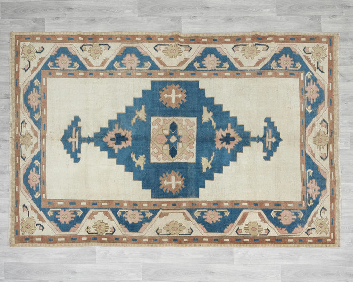 Multicolor Turkish Oushak Rug 5'5" x 7'10" Hand-Knotted | No. VR70041