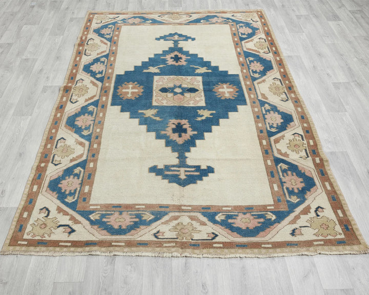 Multicolor Turkish Oushak Rug 5'5" x 7'10" Hand-Knotted | No. VR70041