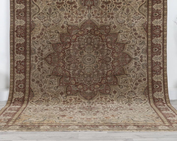 Brown Turkish Oushak Rug 6' 3" x 9' 8" Hand-Knotted | No. VR70085