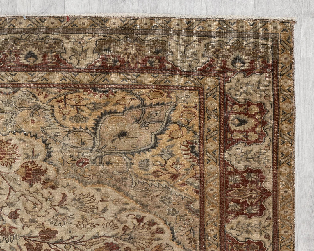 Brown Turkish Oushak Rug 6' 3" x 9' 8" Hand-Knotted | No. VR70085