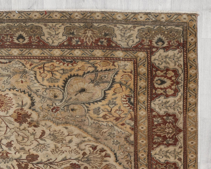 Brown Turkish Oushak Rug 6' 3" x 9' 8" Hand-Knotted | No. VR70085