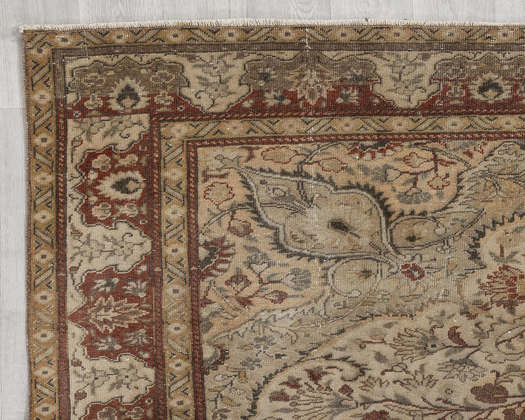 Brown Turkish Oushak Rug 6' 3" x 9' 8" Hand-Knotted | No. VR70085