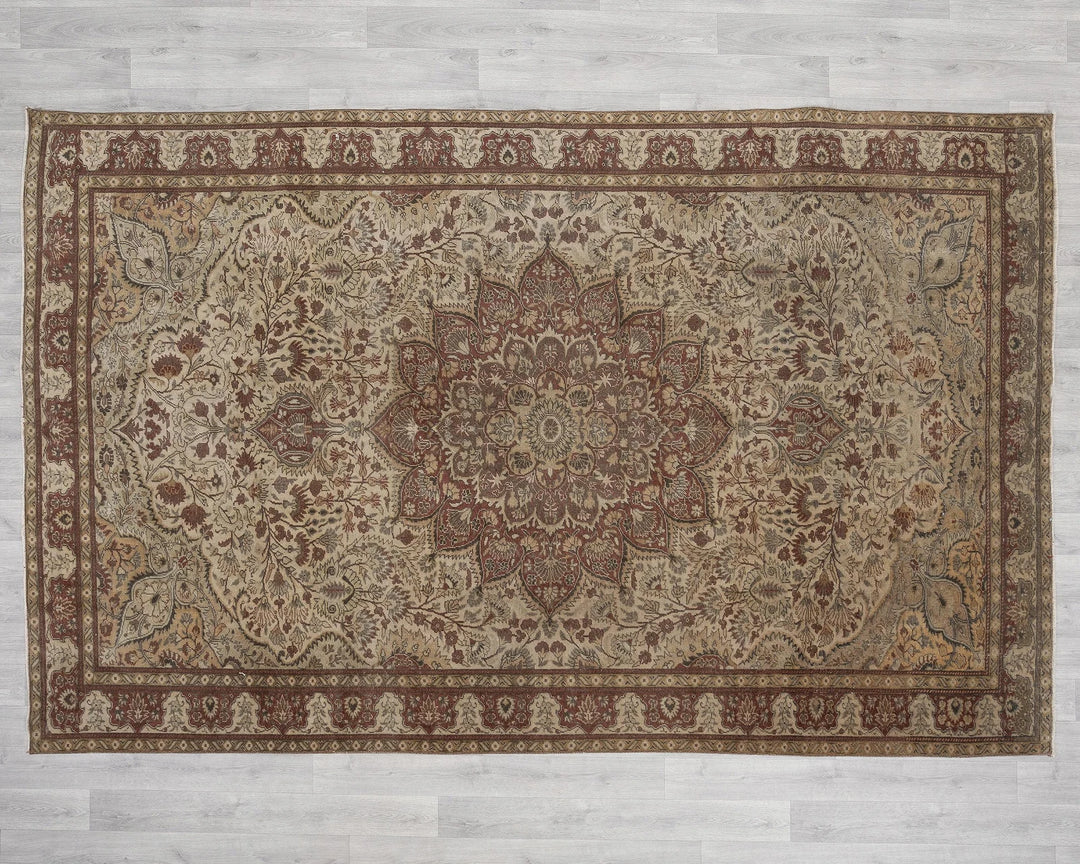 Brown Turkish Oushak Rug 6' 3" x 9' 8" Hand-Knotted | No. VR70085