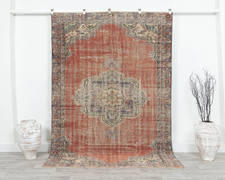 Multicolor Turkish Oushak Rug 5' 7" x 8' 4" Hand-Knotted | No. VR70848