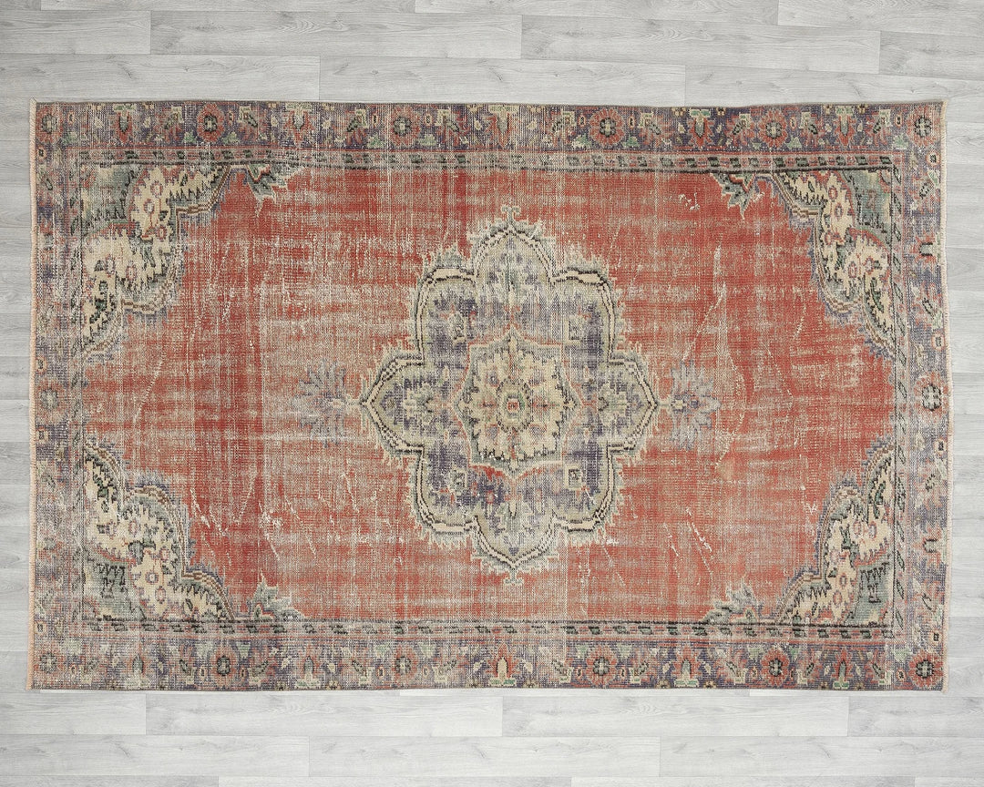 Multicolor Turkish Oushak Rug 5' 7" x 8' 4" Hand-Knotted | No. VR70848