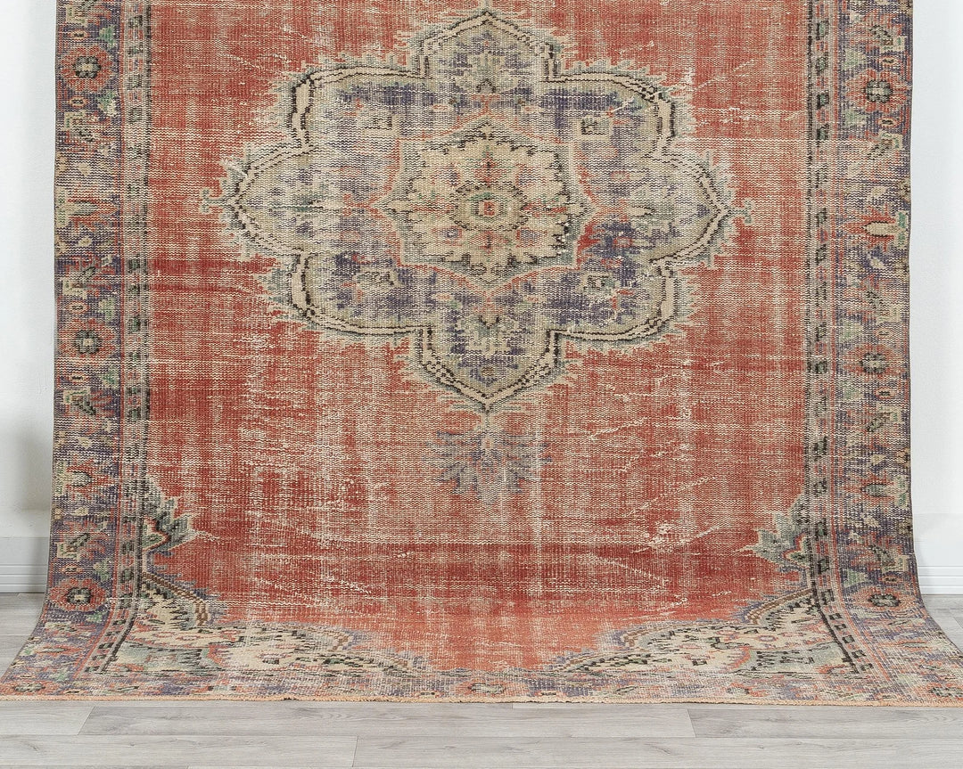 Multicolor Turkish Oushak Rug 5' 7" x 8' 4" Hand-Knotted | No. VR70848