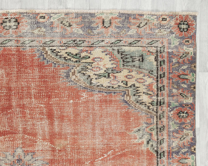 Multicolor Turkish Oushak Rug 5' 7" x 8' 4" Hand-Knotted | No. VR70848